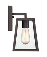 Arrington Modern Rustic Outdoor Wall Lights Fixtures Set of 2 Tapering Black 10 3/4" Clear Glass for Exterior House Porch Patio Outside Deck Gara