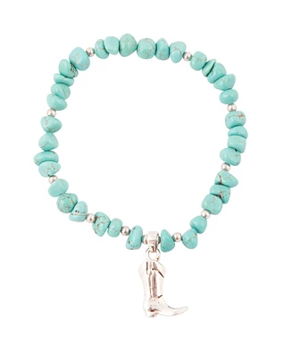 Barse Genuine Turquoise Magnesite Sterling Silver Boot Charm Bracelet