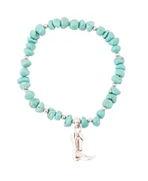 Barse Genuine Turquoise Magnesite Sterling Silver Boot Charm Bracelet