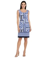 R & M Richards Women's Border Print Jacket and Necklace Dress Set