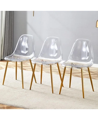 Transparent Dining Chairs (Set of 3) - Gold Legs