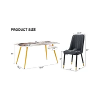 Sintered Stone Dining Set: White Marble Table & 4 Pu Chairs
