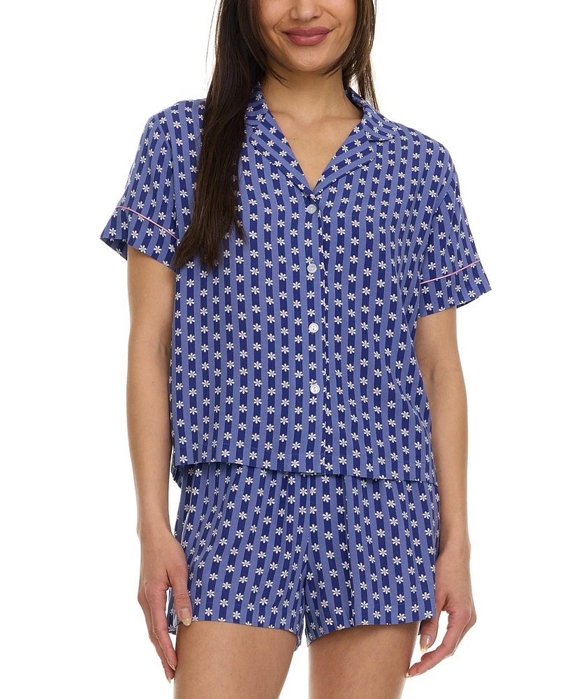 Flora by Nikrooz Women's Joselyn Notched-Collar Short Pajama Set