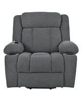 Power Lift Recliner Chair, Extended Footrest, Cup Holders - Dark Gray