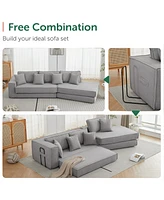 Folding Sleeper Sofa Bed - Gray Lamb Velvet