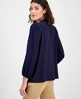 Nautica Jeans Women's 3/4-Sleeve Pintuck Blouse