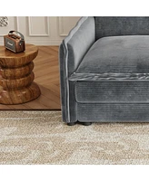 Corduroy 2-Seater Sofa with Footrests & Cushions