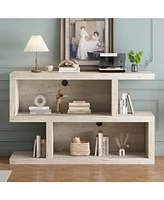 Retro Console Table with Symmetrical 2-Tier Open Shelf for Entryway and Living Room (Black)