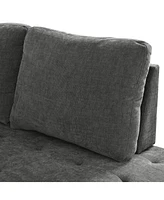 Mirod 91.5-Inch L Shaped Couch with Pull Out Bed and Storage Sectional Sleeper Sofa with Hidden Storage, Wide Armrest with storage,for Living Room, Ap