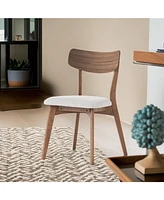 Mid-Century Walnut Finished Frame Upholstered Dining Chairs (Set of 2) (Dark Grey
