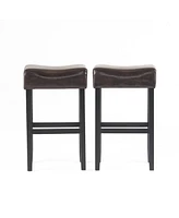 Luxurious Faux Leather Bar Stool with Sturdy Rubberwood Legs for Modern Dining