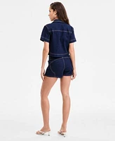 Bar Iii Womens Denim Shirt Shorts Exclusively At Macys