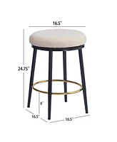 Modern Counter Stools (4 Pack), 24.75" Tall, White with Iron Frame and Sponge Cushion