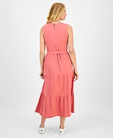 Nautica Jeans Women's Cotton Round-Neck Sleeveless Tiered Dress