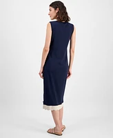 Nautica Jeans Women's Cotton Scalloped-Trim Sleeveless Dress