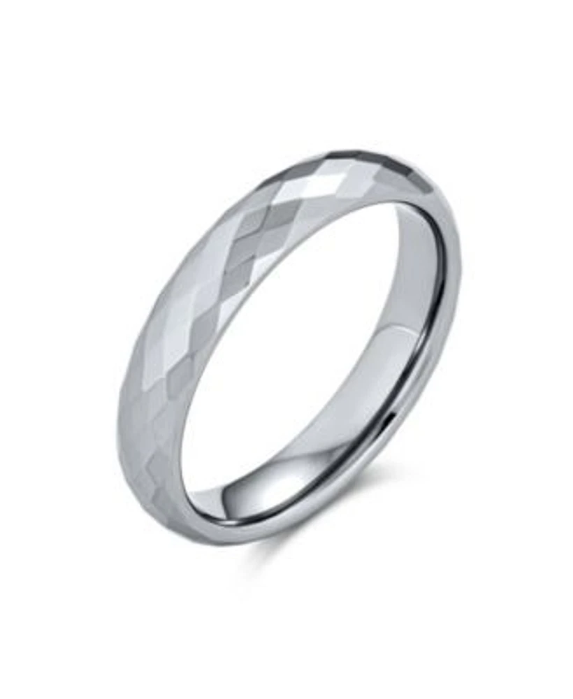 Bling Jewelry Multi Faceted Prism Cut Titanium Band Rings Silver Tone Comfort Fit