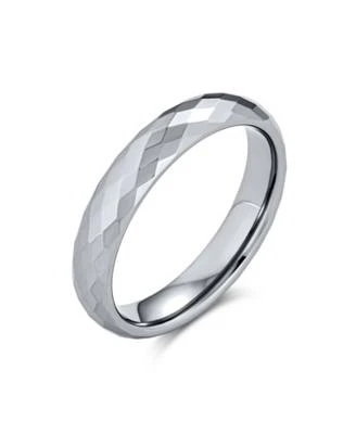 Bling Jewelry Multi Faceted Prism Cut Titanium Band Rings Silver Tone Comfort Fit