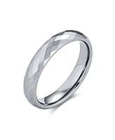 Bling Jewelry Multi Faceted Prism Cut Titanium Band Rings Silver Tone Comfort Fit