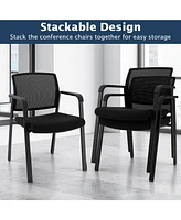 Set of 2 Stackable Reception Room Chairs with Padded Seat-Black