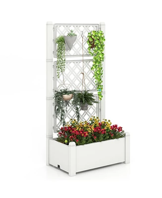 Outdoor Planter Box Self-Watering Raised Garden Bed Trellis with Water Level Indicator