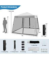 10 x 10 Feet Pop Up Canopy with Mesh Sidewalls and Roller Bag