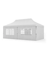 10 x 20 Ft Pop up Canopy with 6 Sidewalls and Windows and Carrying Bag for Party Wedding Picnic-White