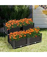 Set of 4 Elevated Flower Vegetable Grow Planter Box