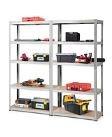 2 Pieces 5-Tier Metal Storage Shelves with Adjustable Shelves