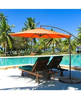 10 Feet Offset Umbrella with 8 Ribs Cantilever and Cross Base