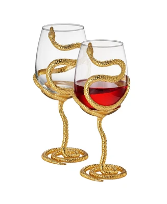 The Wine Savant Snake Stemmed Wine Glasses, Set of 2
