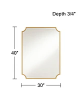 Jacinda Rectangular Vanity Decorative Wall Mirror Modern Beveled Rounded Cut Edge Antique Gold Wood Frame 30" Wide for Bathroom Bedroom Living Ro