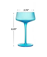 The Wine Savant Art Deco Modern Ribbed Cocktail Glasses, Set of 6