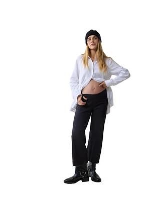Ingrid + Isabel Maternity Long Sleeve Peplum Button Down Shirt White Xl