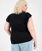 Democracy Trendy Plus Relaxed Flutter-Sleeve Top
