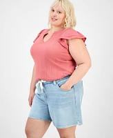 Democracy Trendy Plus High-Rise Drawstring Shorts