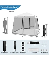 10 x 10 Feet Pop Up Canopy with with Mesh Sidewalls and Roller Bag-White