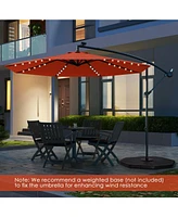 10 Feet Solar Offset Hanging Umbrella with 40 Lamp Beads and Solar Panel-Orange