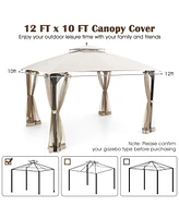 10 x 12 Feet Gazebo Replacement Top with Air Vent and Drainage Holes-Beige