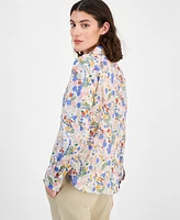 Tommy Hilfiger Women's Floral Print Roll-tab Shirt