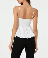 Astr the Label Women's Twist-Front Bubble-Hem Top