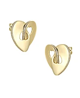 14k Gold Plated with Cubic Zirconia Modern Abstract Flower Stud Earrings