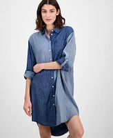 Tommy Hilfiger Women's Chambray Patchwork Shirtdress