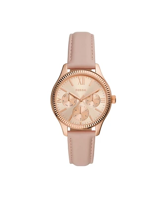 Fossil Women's Rye Multifunction Pink Leather Watch, 36mm