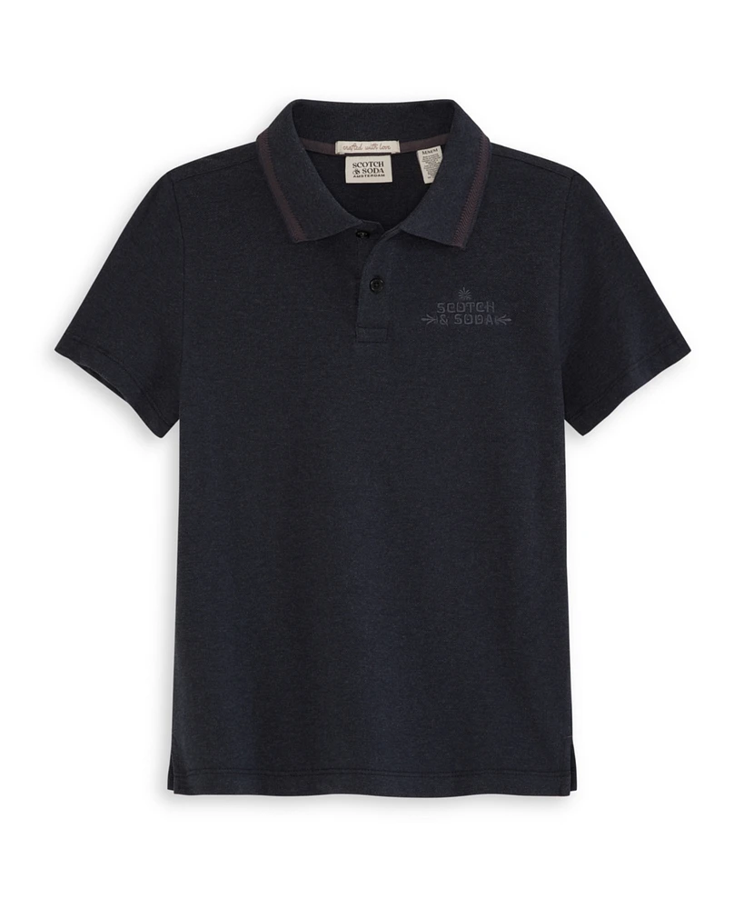 Scotch & Soda Big Boys Heather Pique Polo Shirt