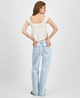 Self Esteem Juniors Lace Top Celebrity Pink Slouchy Jeans