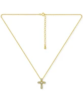 Giani Bernini Cubic Zirconia Cross Pendant Necklace (1/2 c.t. t.w.) 18k Gold Over Sterling Silver, 16" + 2" extender, Exclusively at Macy's