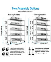 5 Tier 7500lbs Heavy Duty Adjustable Storage Rack Metal Shelf Wire Shelving Unit with Wheels & Shelf Liners - 82" H x 60" L x 24" D