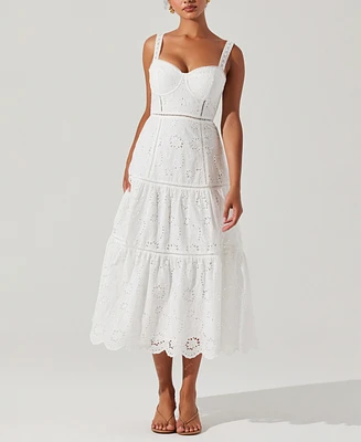 Astr the Label Women's Pellagia Lace-Trim Midi Dress