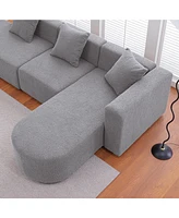 Modern L shape boucle Sofa with curved seat (facing right)