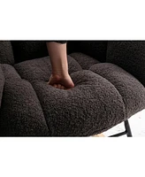 050-Teddy Fabric Rocking Gilder Nursery Chair For Living Room Indoor,Dark Gray